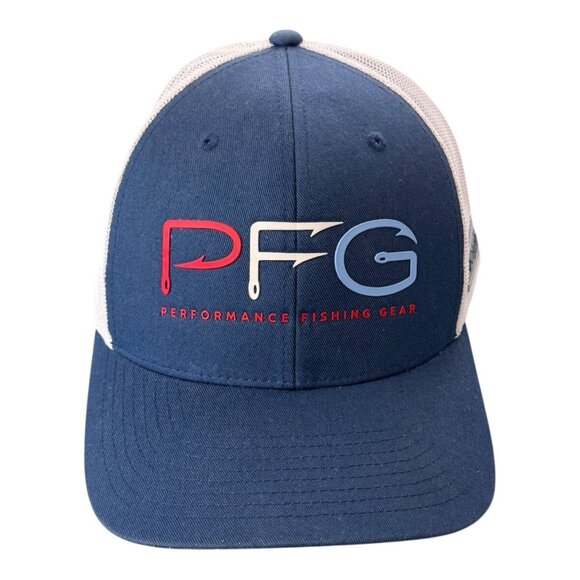Columbia PFG Mesh Back Snapback Cap~Blue White Red Hat Outdoor Fishing ~ L14 44 - Picture 2 of 6